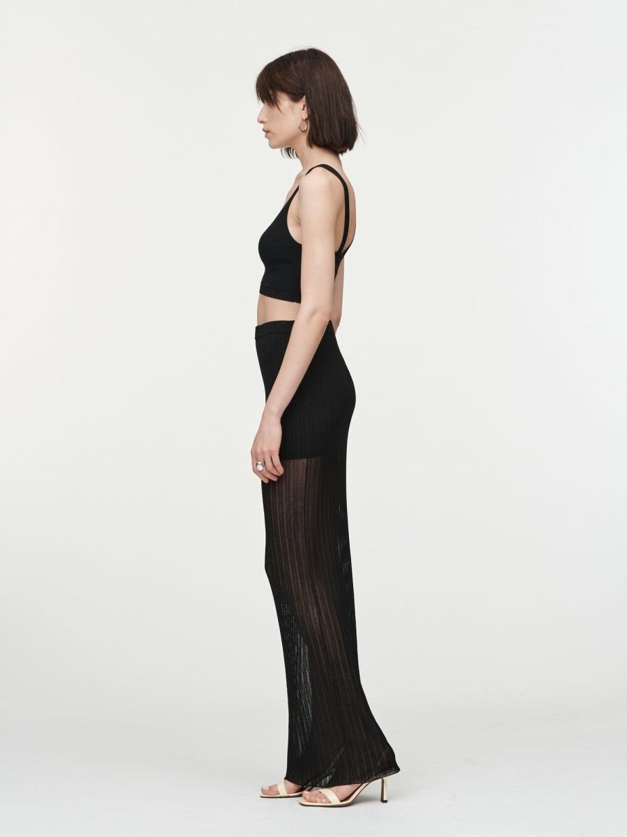 Skirts Maria Mcmanus | Crepe Ribbed Skirt In Black