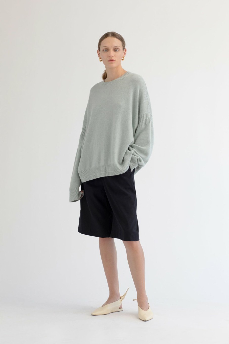 Sweaters Maria Mcmanus | Recycled Cashmere Cotton Oversized Crew In Seafoam Green