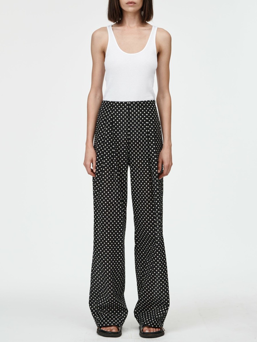 Trousers Maria Mcmanus | Pj Trouser In Black & Ivory Polkadot