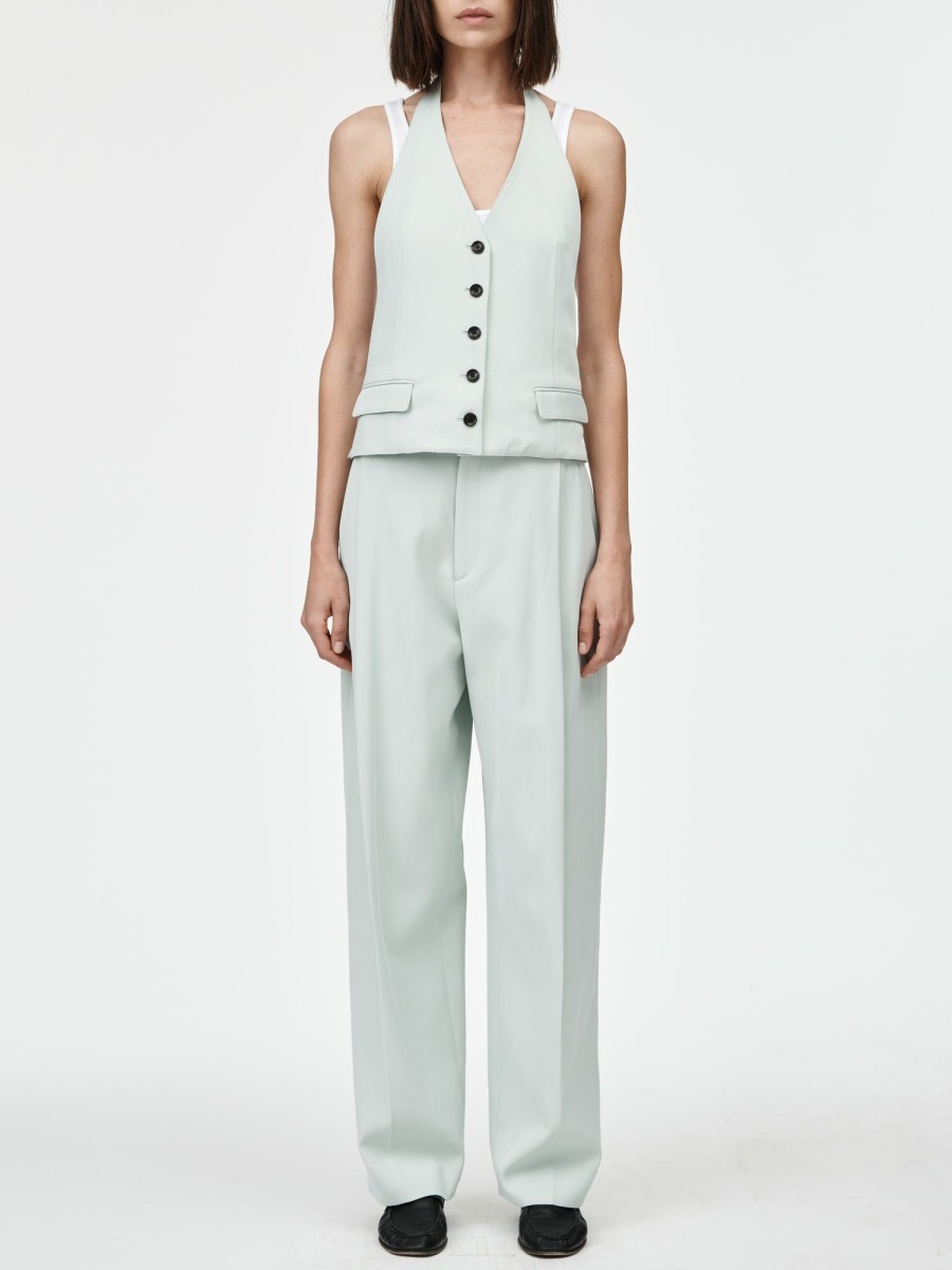 Trousers Maria Mcmanus | Mid Rise Single Pleat Front Trouser In Seaglass