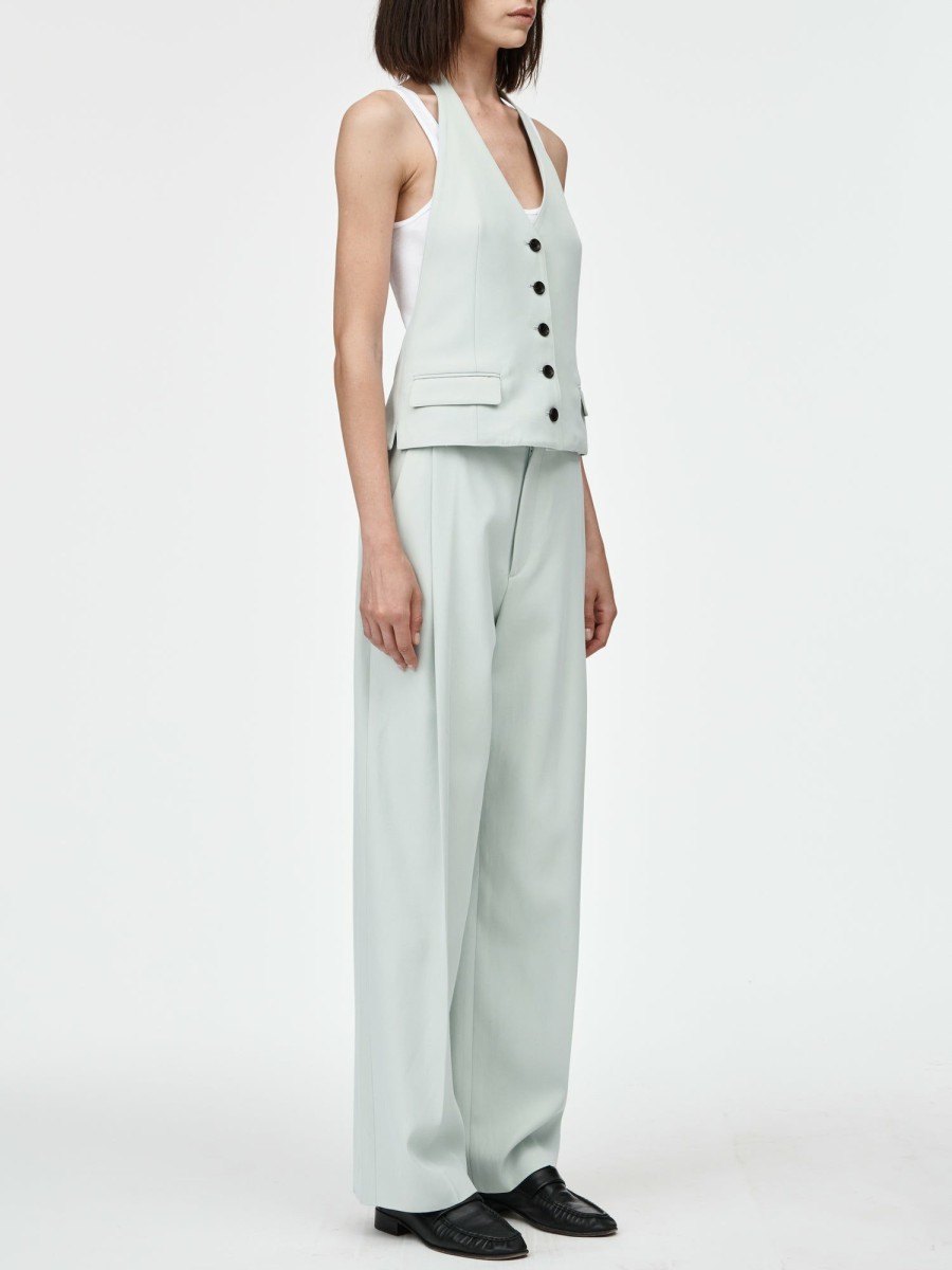 Trousers Maria Mcmanus | Mid Rise Single Pleat Front Trouser In Seaglass