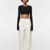 Tops Maria Mcmanus | Long Sleeve Crop In Black W/ Ivory Linking