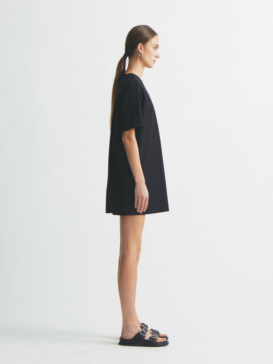 Dresses Maria Mcmanus | Mini Cocoon Dress In Black Poplin