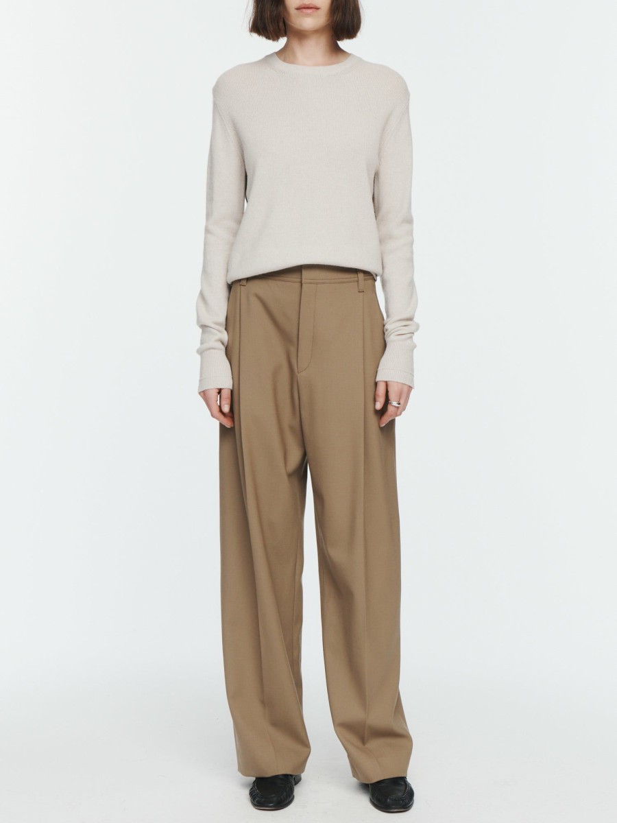 Trousers Maria Mcmanus | Mid Rise Pleat Front Trouser In Toffee