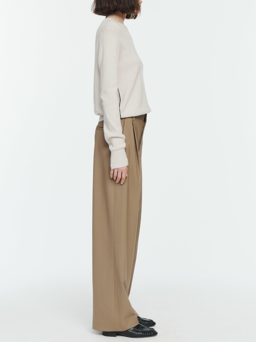 Trousers Maria Mcmanus | Mid Rise Pleat Front Trouser In Toffee