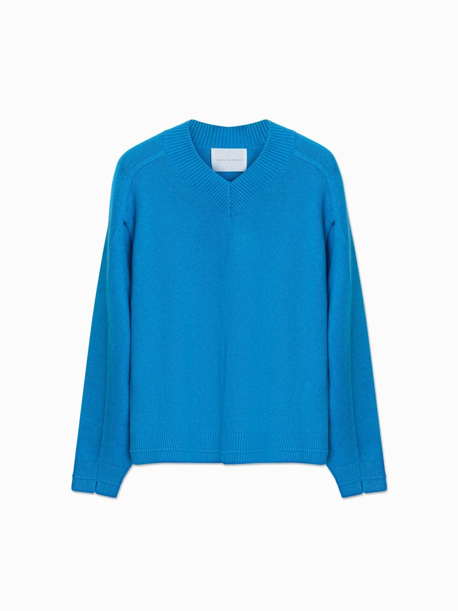 Sweaters Maria Mcmanus | Cape V-Neck In Cerulean Blue