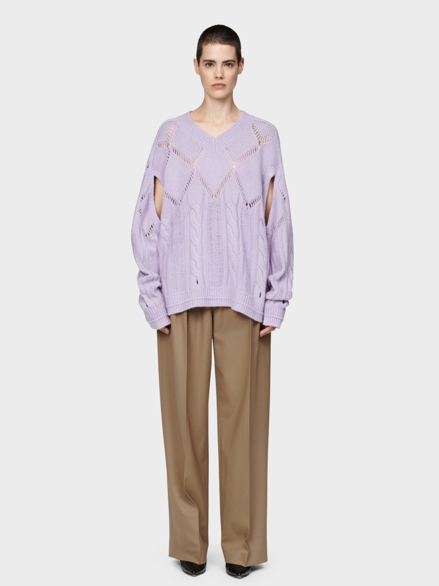 Sweaters Maria Mcmanus | Argyle Cape V Neck In Lilac