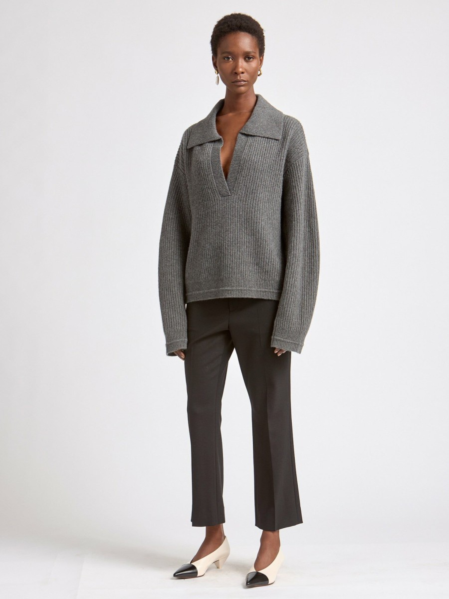 Sweaters Maria Mcmanus | Split Sleeve Collar Sweater In Charcoal