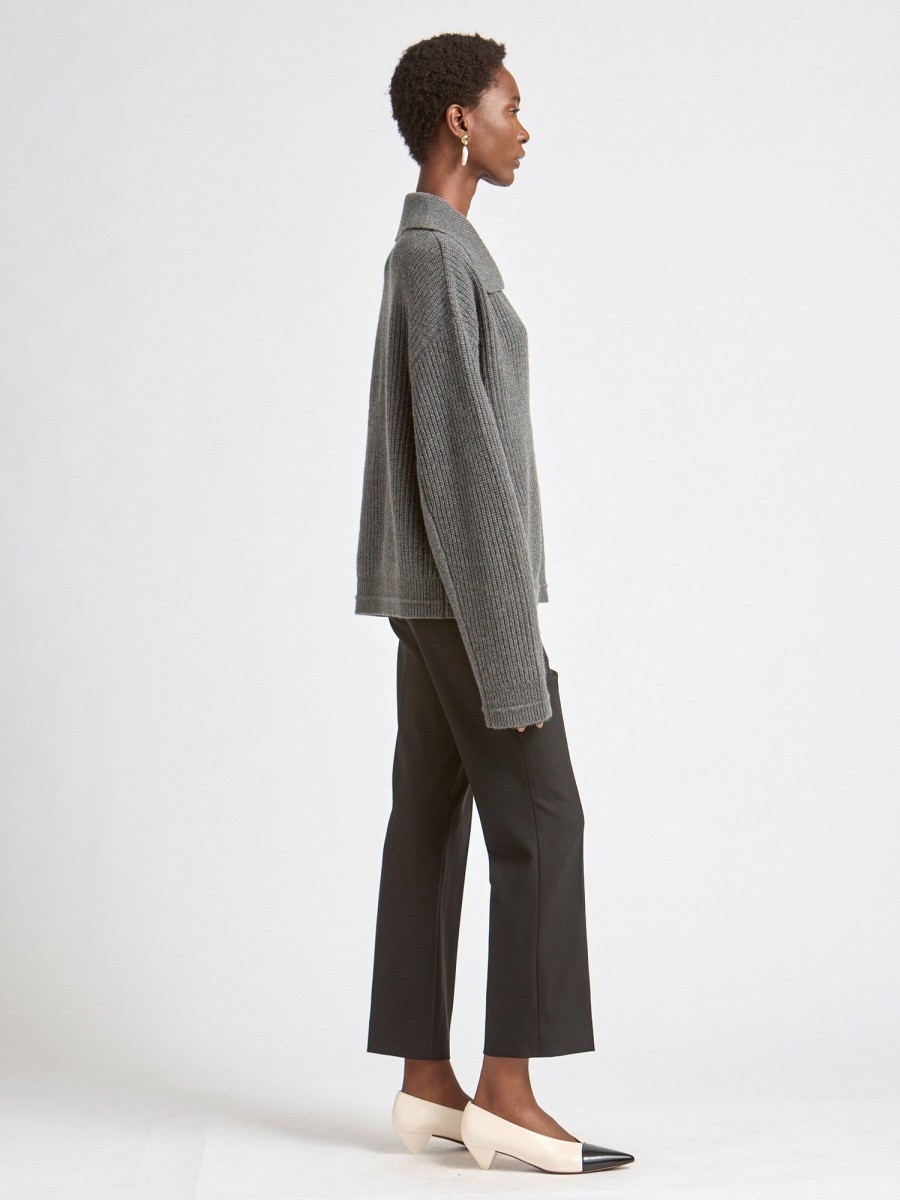 Sweaters Maria Mcmanus | Split Sleeve Collar Sweater In Charcoal