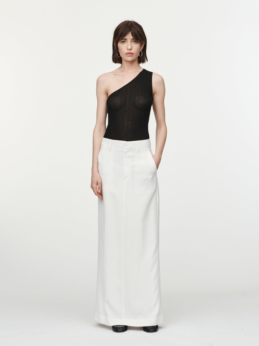 Tops Maria Mcmanus | Crepe Ribbed One Shoulder Top In Black