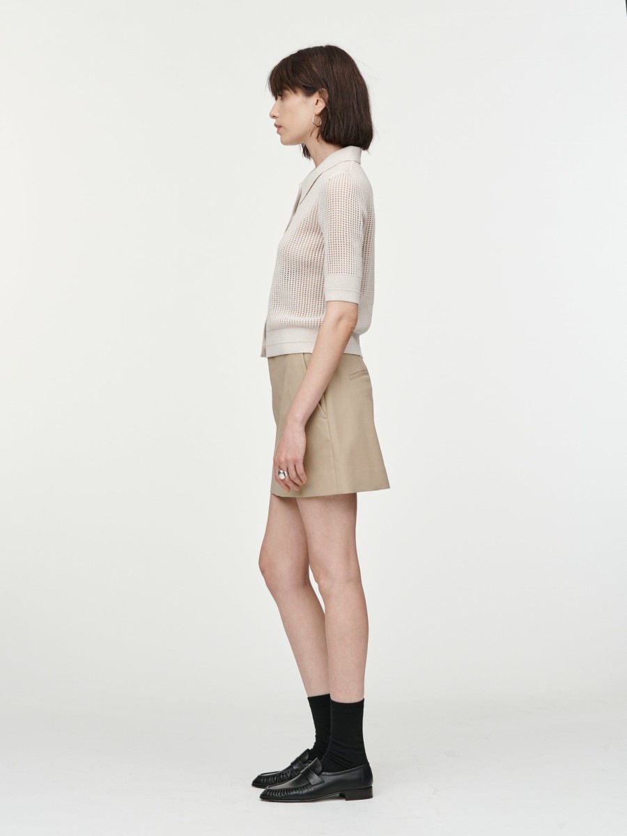 Sweaters Maria Mcmanus | Mesh Polo Cardigan In Crema