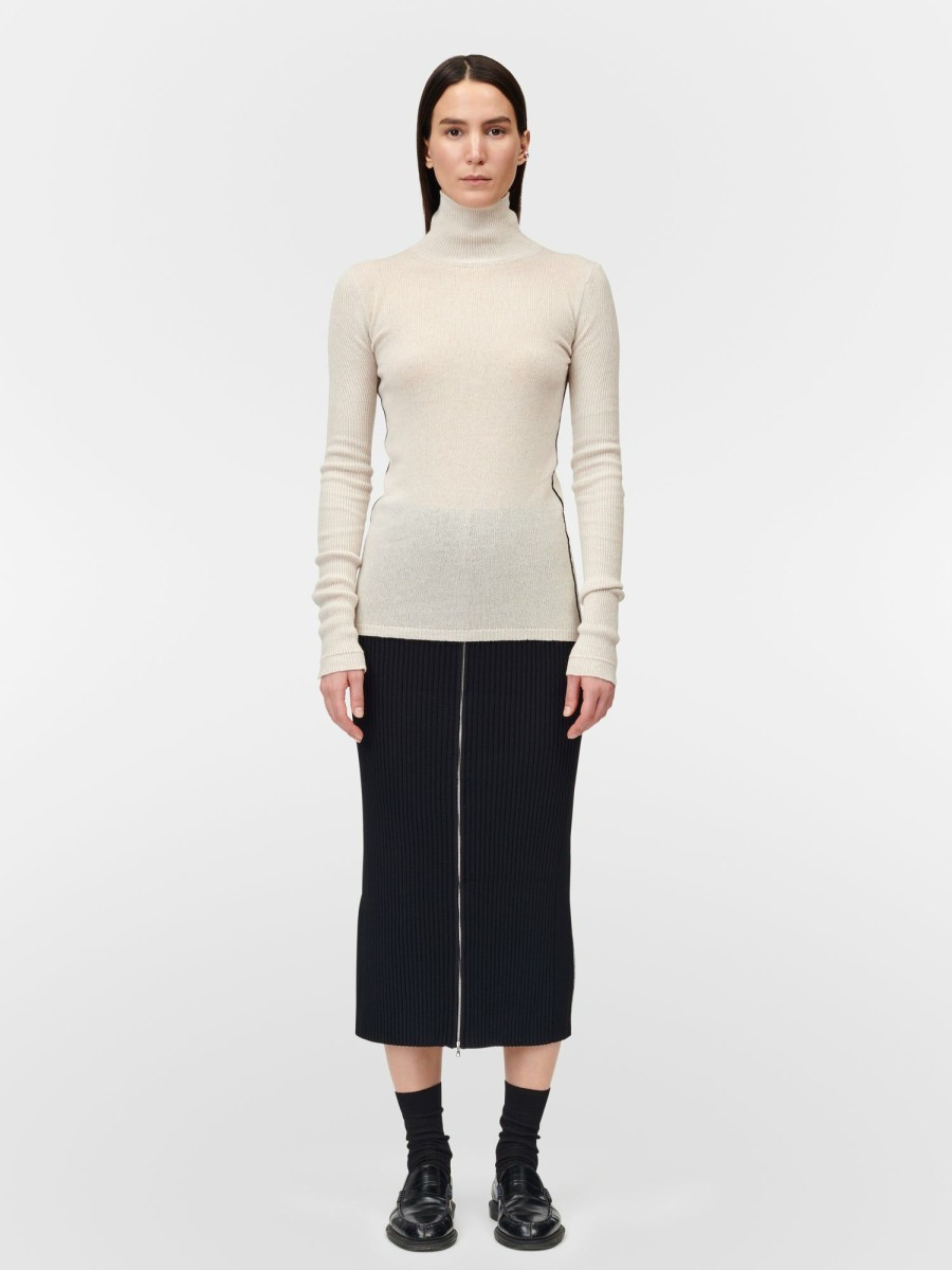 Sweaters Maria Mcmanus | Ribbed Sleeve Turtle Neck In Crema