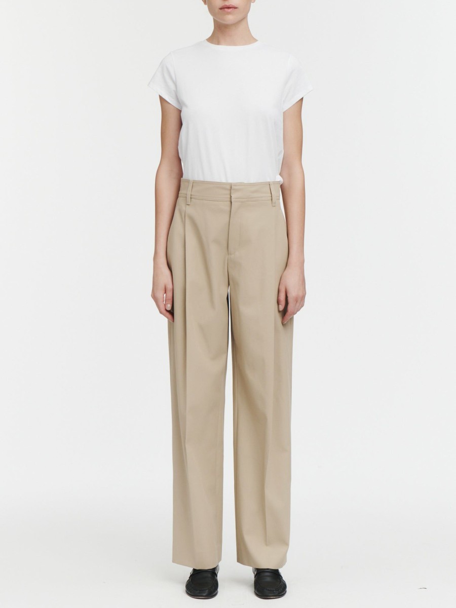 Trousers Maria Mcmanus | Mid Rise Single Pleat Front Trouser In Sand