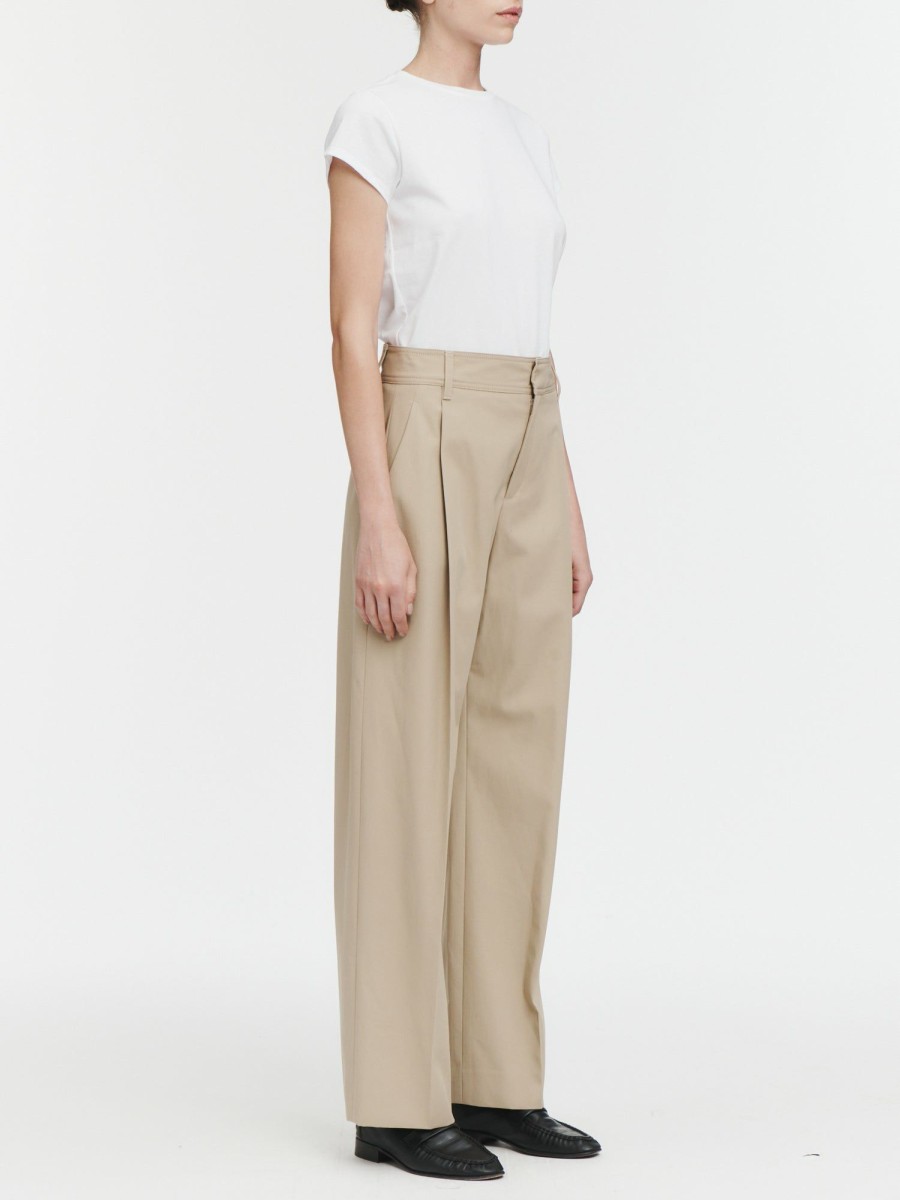 Trousers Maria Mcmanus | Mid Rise Single Pleat Front Trouser In Sand