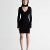 Dresses Maria Mcmanus | Banded Collar V Neck Dress In Black