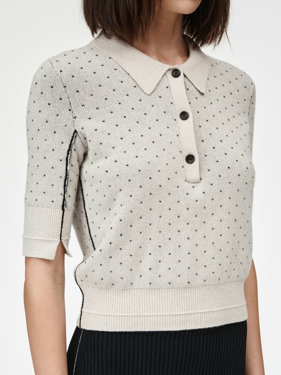 Sweaters Maria Mcmanus | Jacquard Polo In Cream With Black Dot