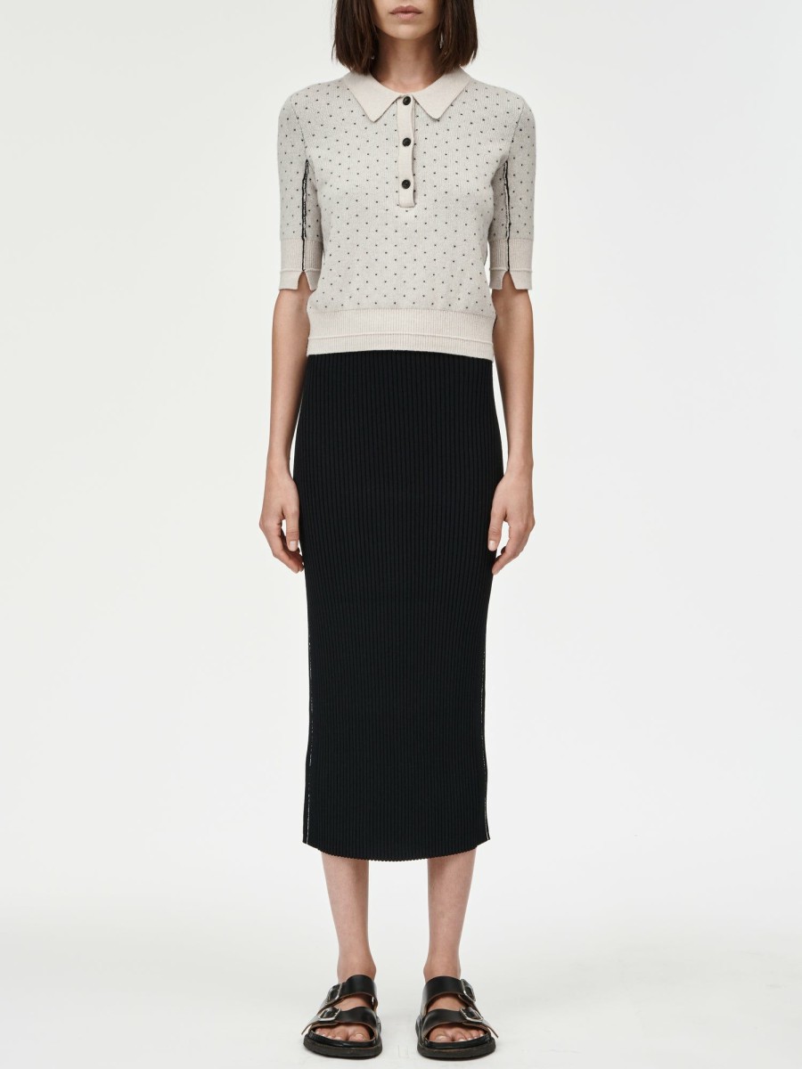 Sweaters Maria Mcmanus | Jacquard Polo In Cream With Black Dot