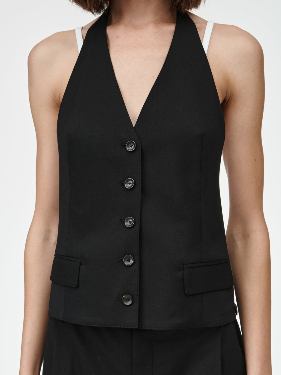 Tops Maria Mcmanus | Halter Neck Vest In Black