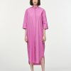 Dresses Maria Mcmanus | Banded Collar Dress In Fuschia Pink