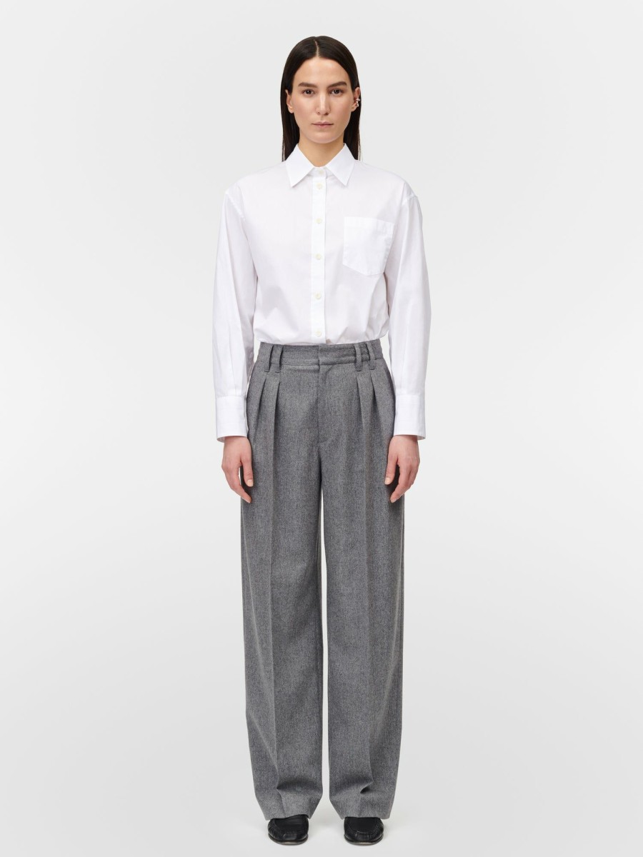 Trousers Maria Mcmanus | Double Pleat Front Trouser In Charcoal Melange