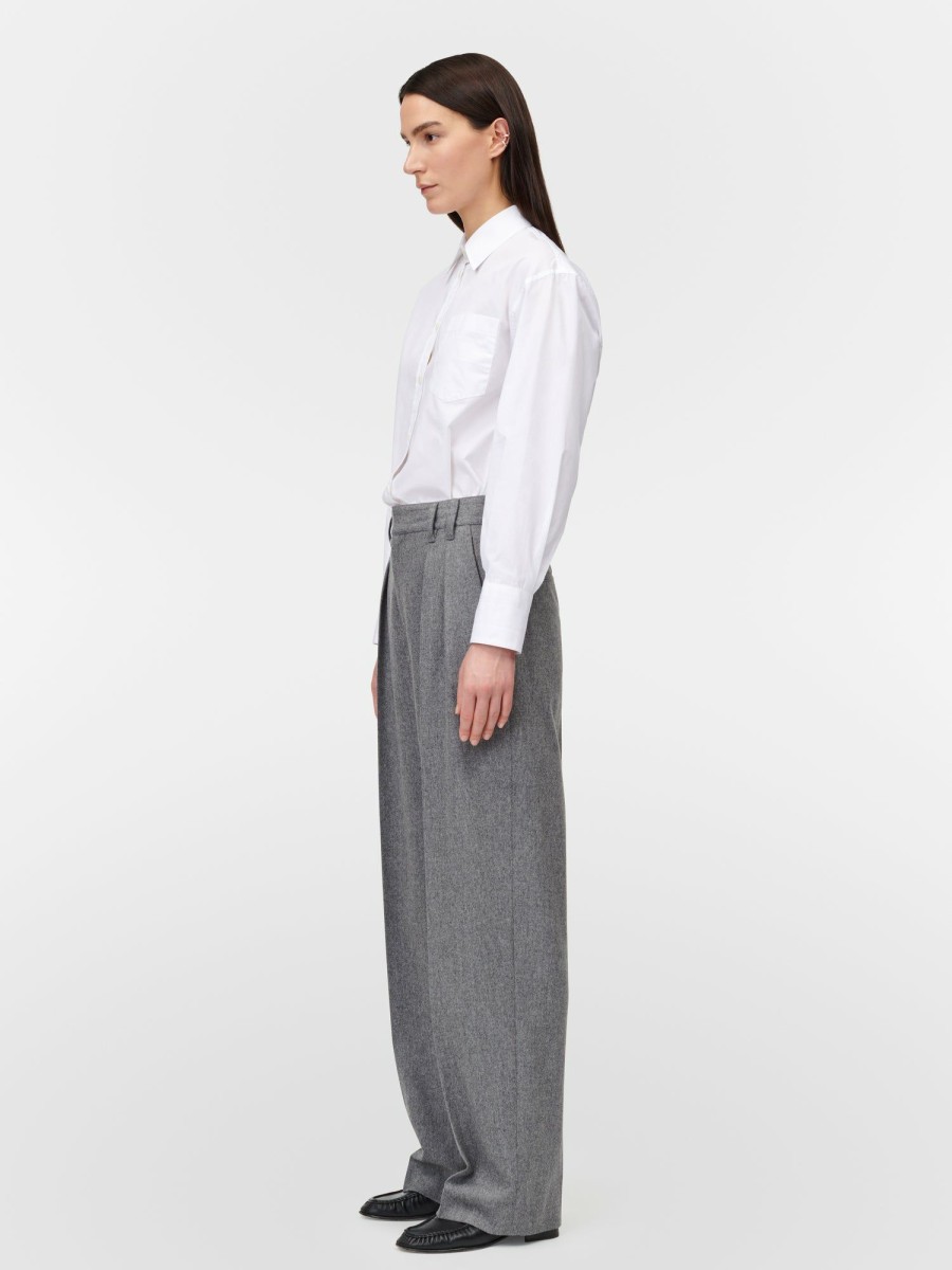 Trousers Maria Mcmanus | Double Pleat Front Trouser In Charcoal Melange