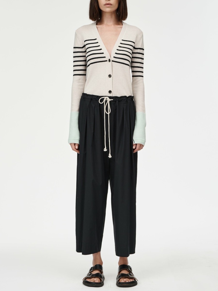 Sweaters Maria Mcmanus | Slim Cardigan In Crema Stripe