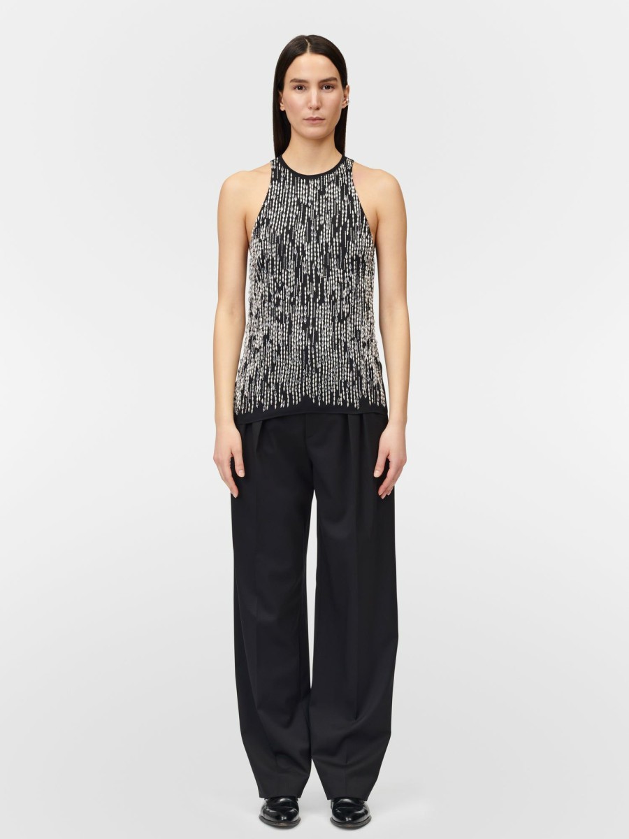 Tops Maria Mcmanus | Hand Beaded Racer Top In Black