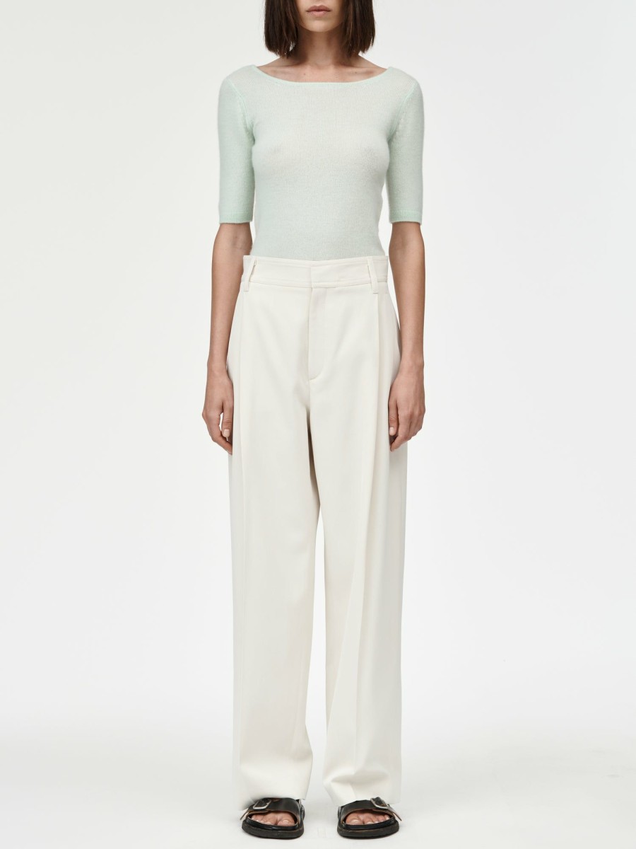 Trousers Maria Mcmanus | Mid Rise Single Pleat Front Trouser In Ivory