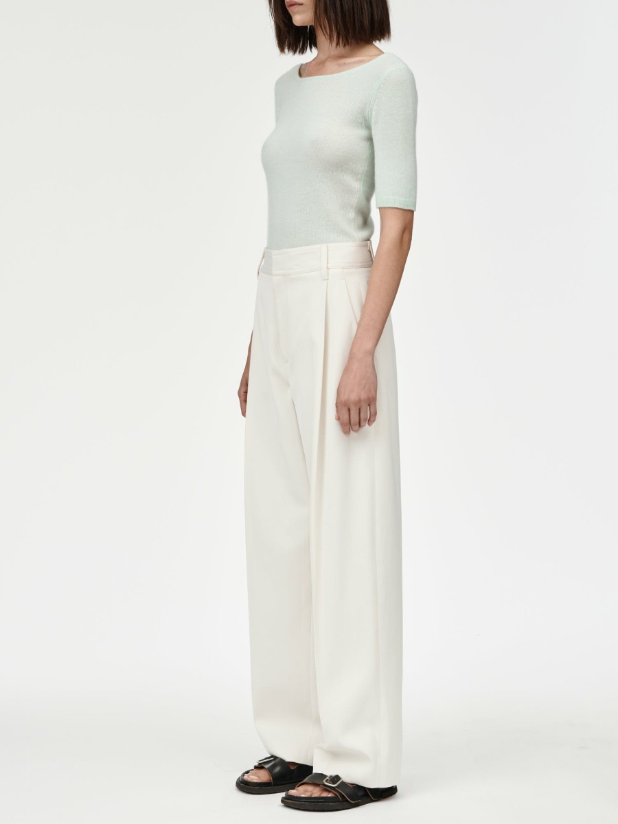 Trousers Maria Mcmanus | Mid Rise Single Pleat Front Trouser In Ivory