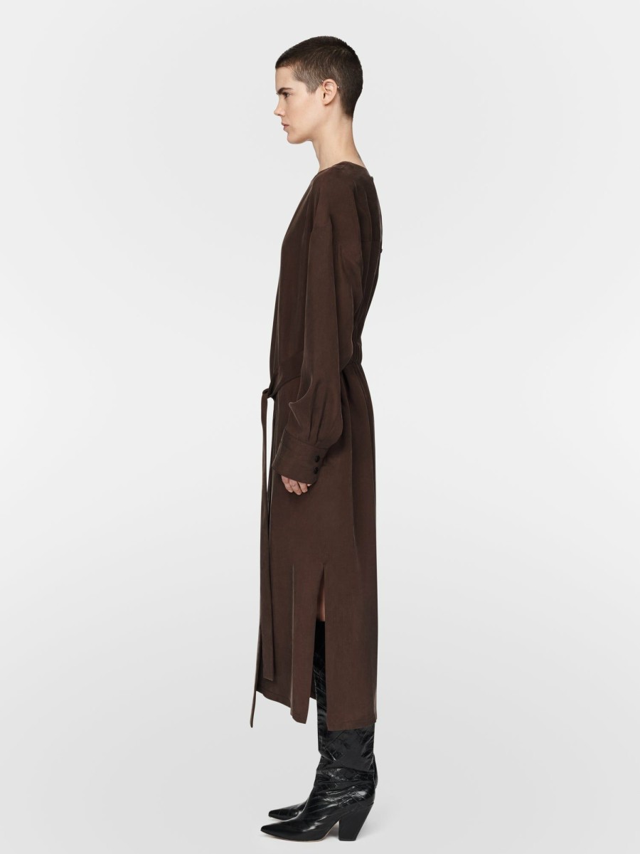 Dresses Maria Mcmanus | Belted Dress In Chocolate