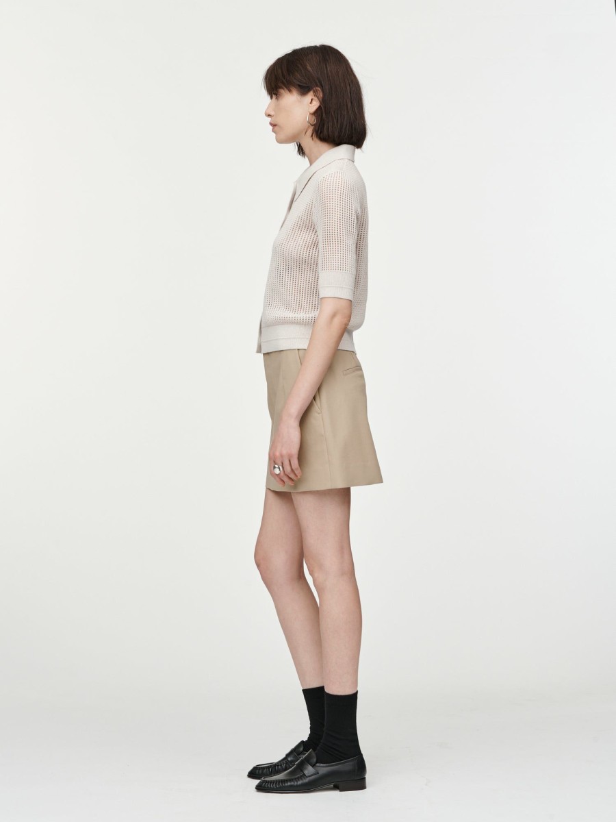 Tops Maria Mcmanus | Mesh Polo Cardigan In Crema