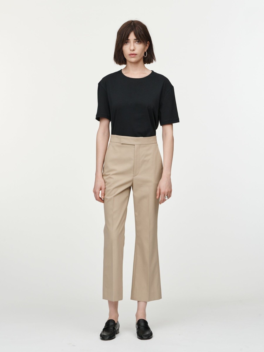 Trousers Maria Mcmanus | High Waisted Crop Trouser In Beige