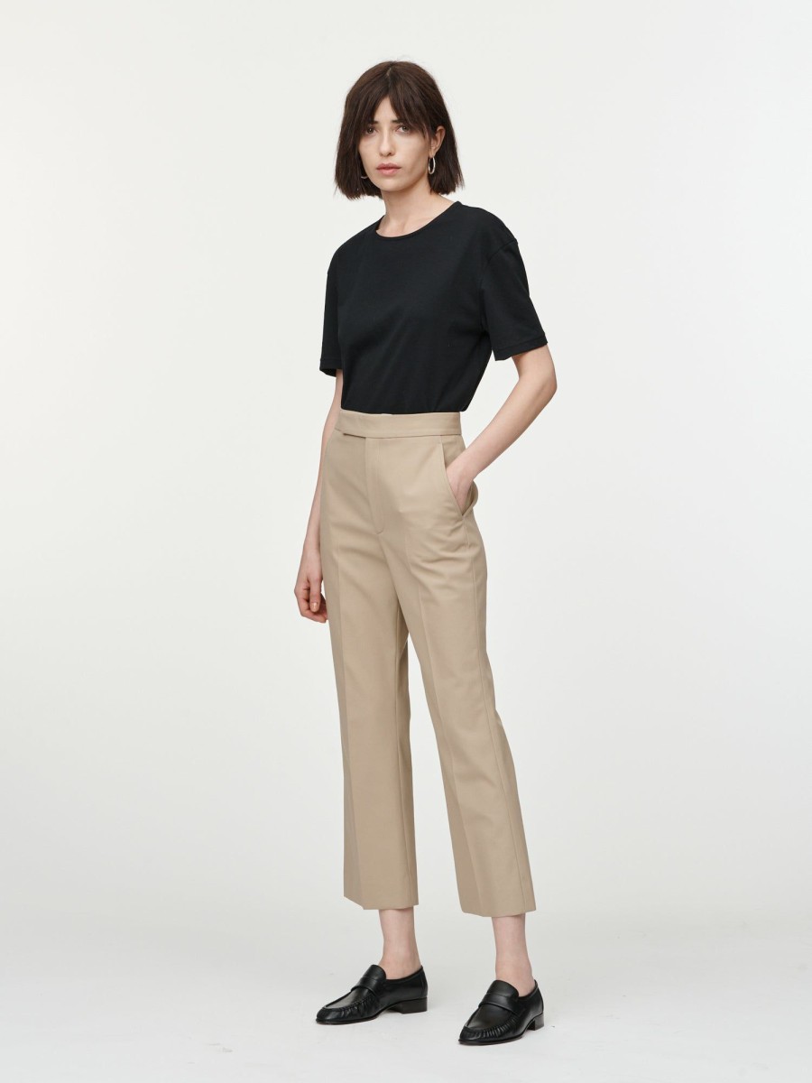 Trousers Maria Mcmanus | High Waisted Crop Trouser In Beige