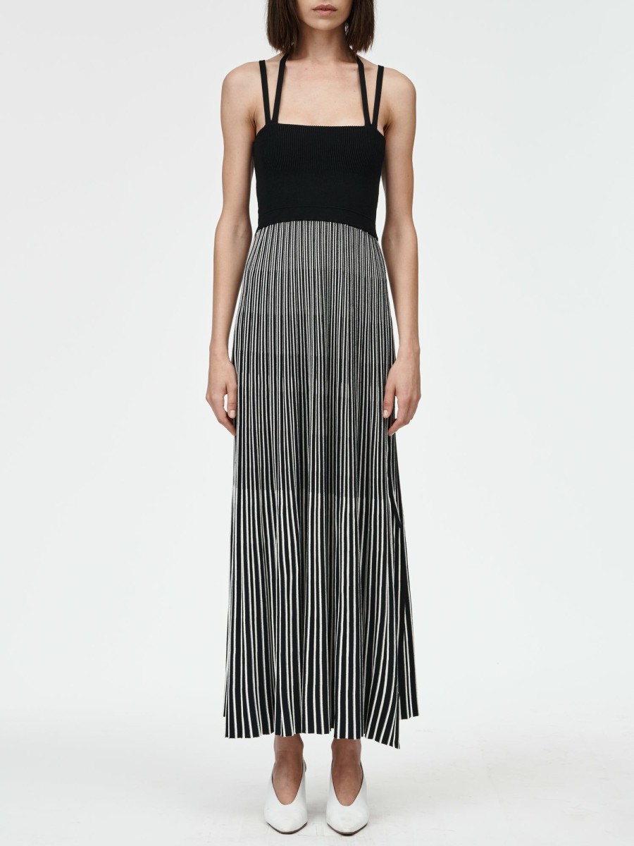 Dresses Maria Mcmanus | Halter Neck Dress In Crema Stripe