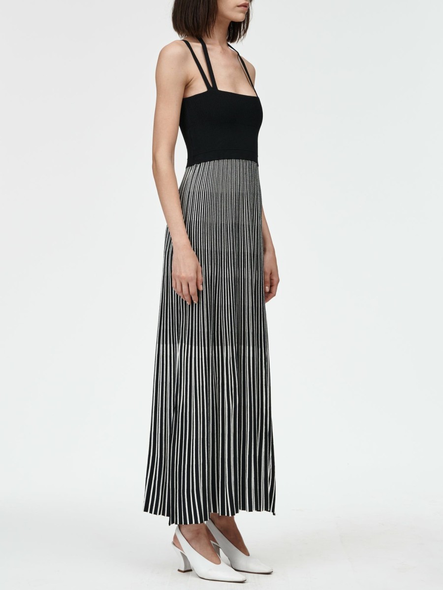 Dresses Maria Mcmanus | Halter Neck Dress In Crema Stripe