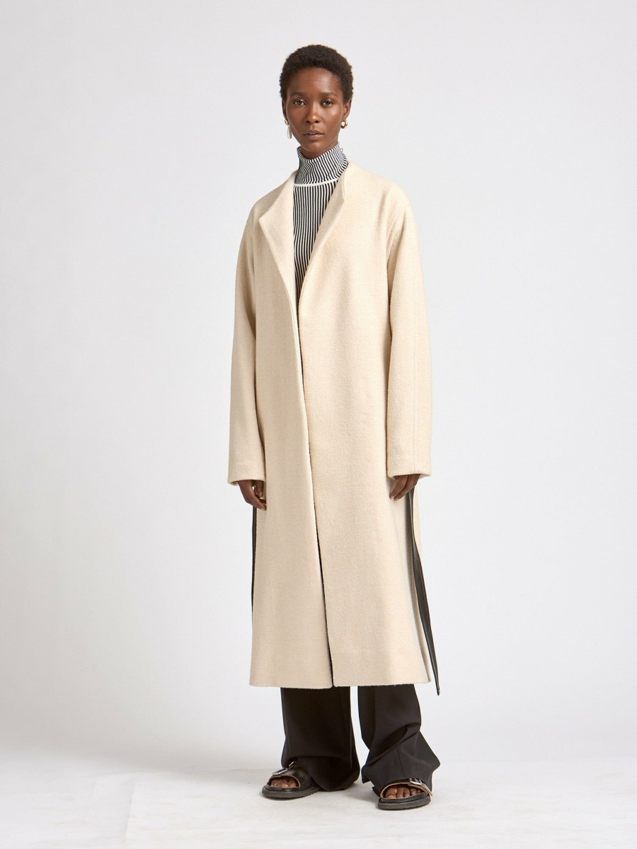 Outerwear Maria Mcmanus | Boucle Wrap Coat In Crema