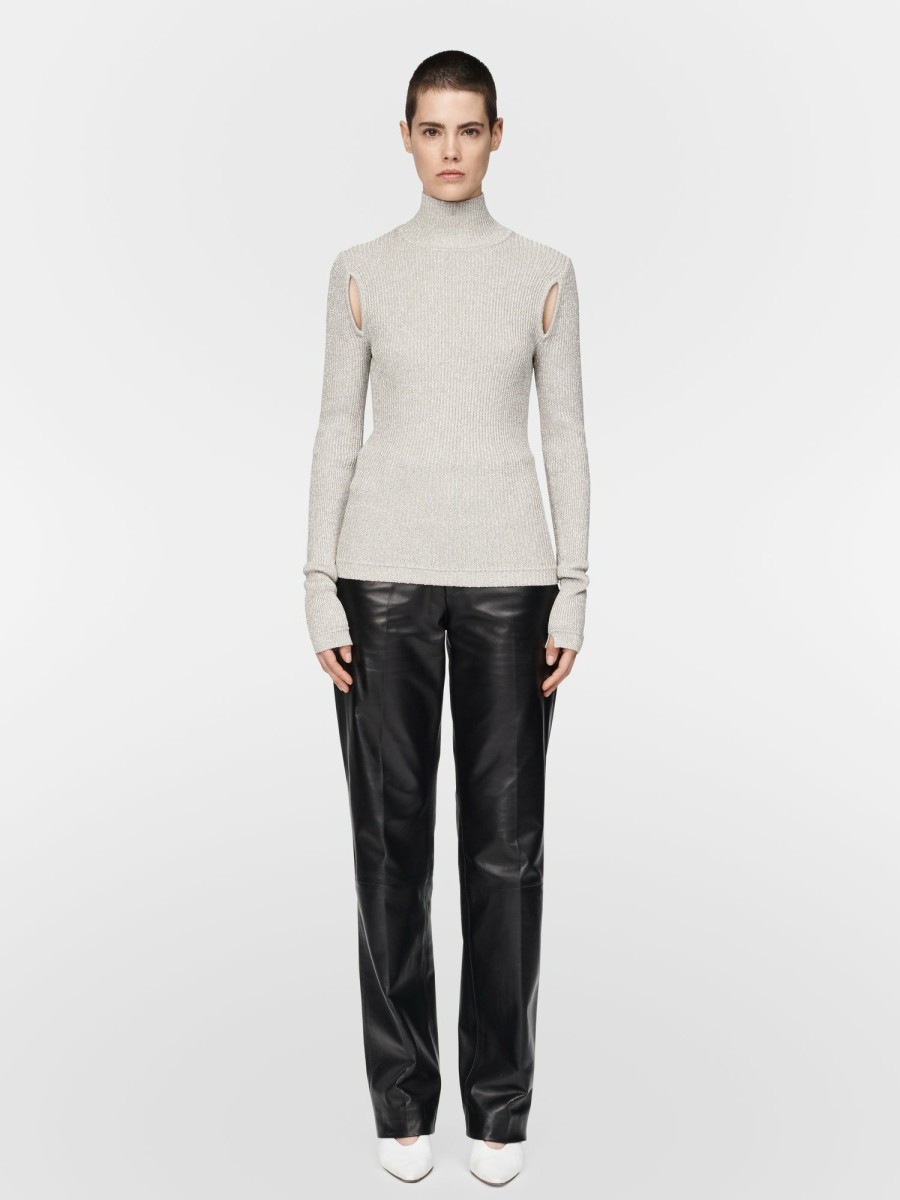 Tops Maria Mcmanus | Ribbed Turtleneck In Silver