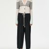 Trousers Maria Mcmanus | Crop Drawstring Pleat Front Pant In Black