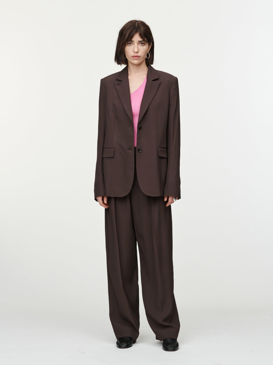 Trousers Maria Mcmanus | Double Pleat Front Trouser In Chocolate