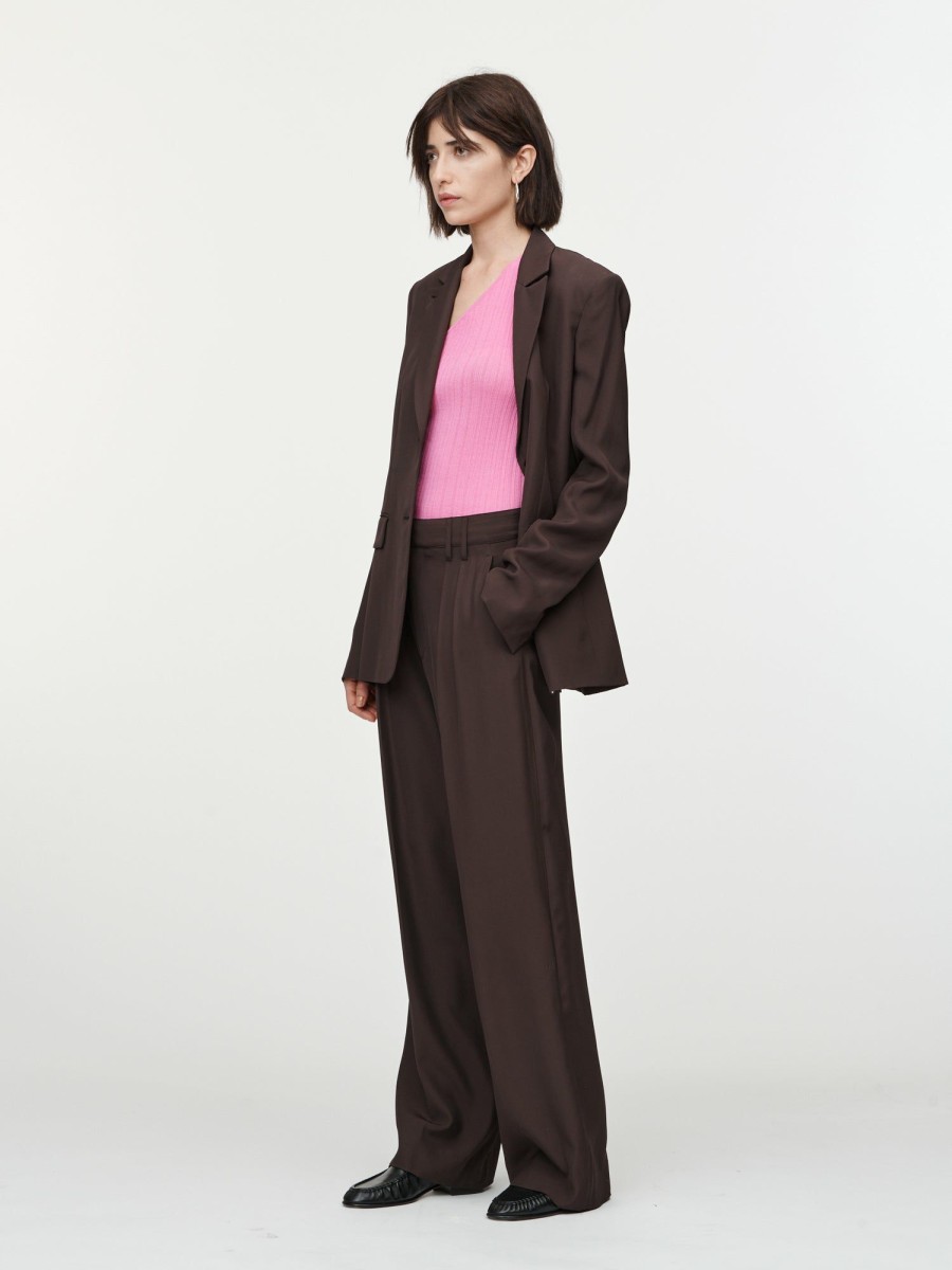 Trousers Maria Mcmanus | Double Pleat Front Trouser In Chocolate