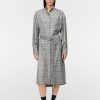 Dresses Maria Mcmanus | Oversized Belted Shirt Dress In Grey Plaid