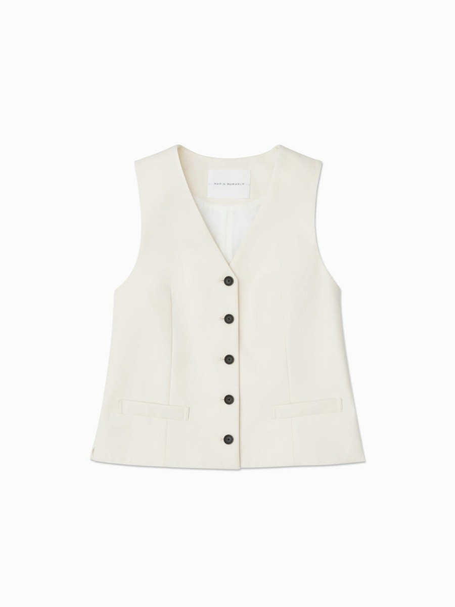 Tops Maria Mcmanus | Tailored Vest In Ivory