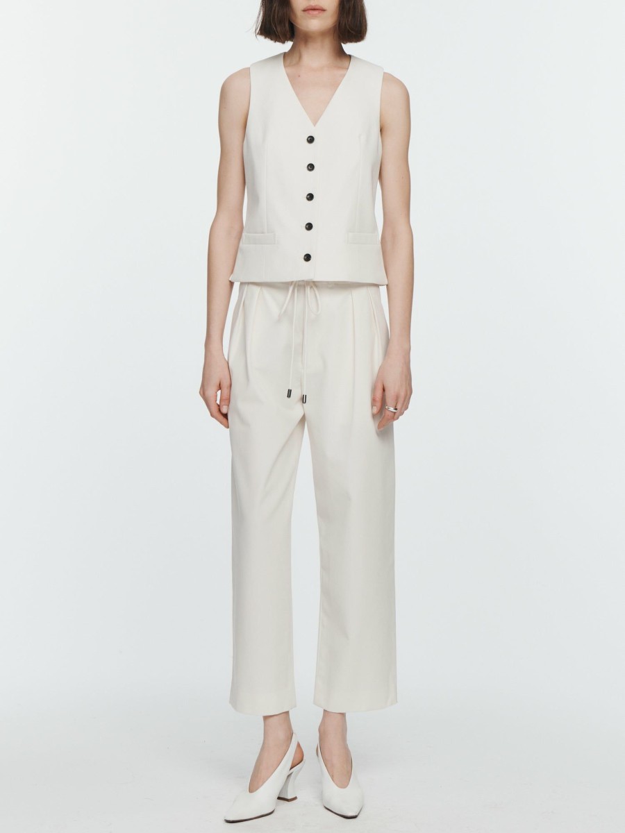 Tops Maria Mcmanus | Tailored Vest In Ivory