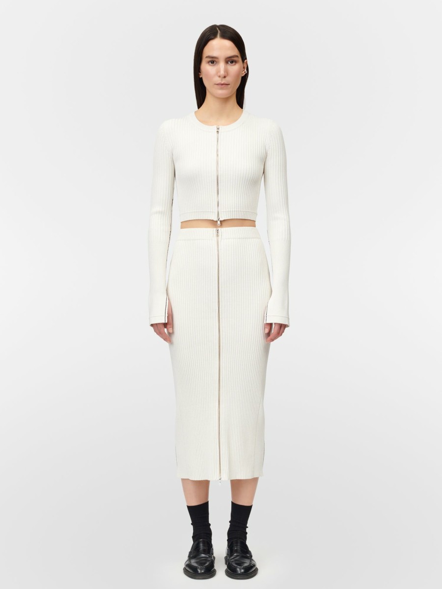 Tops Maria Mcmanus | Zip Crew Cardigan In Ivory