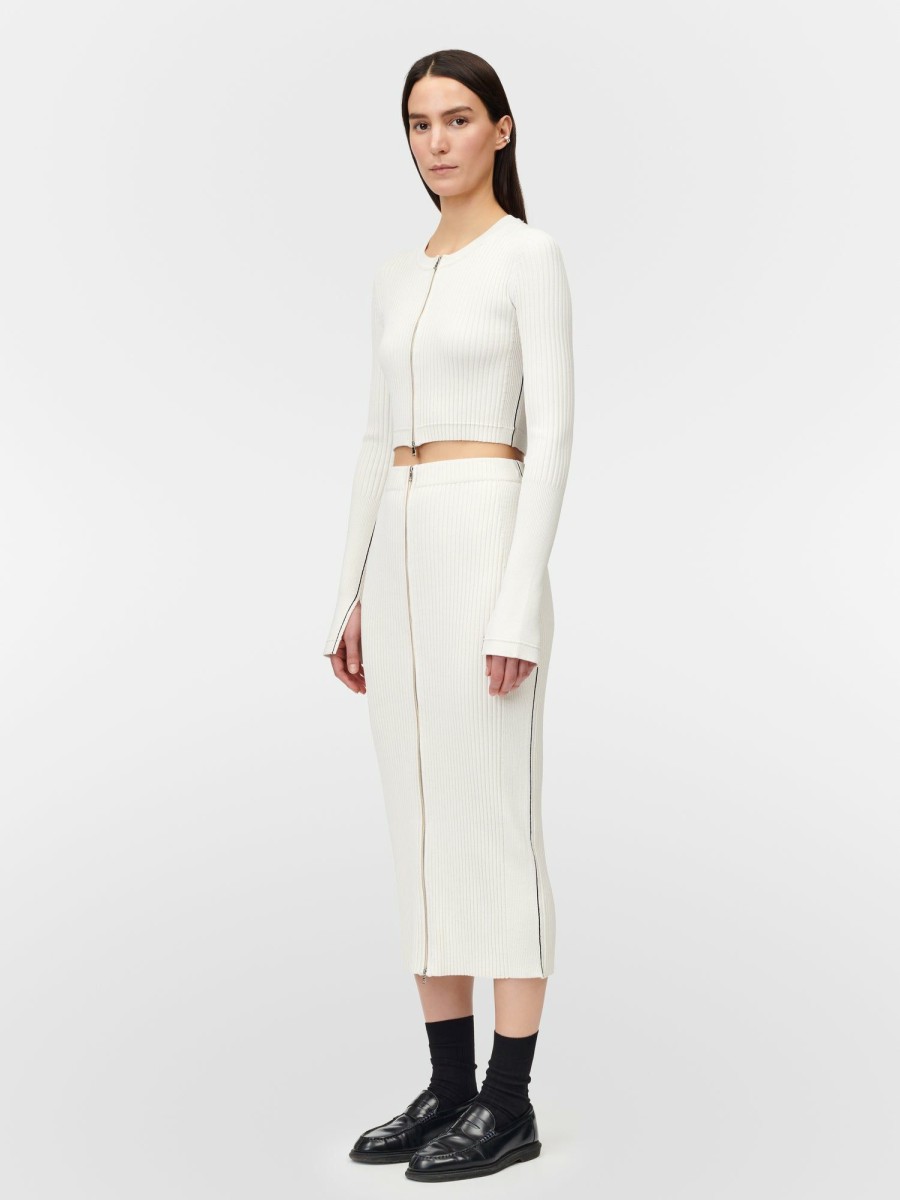 Tops Maria Mcmanus | Zip Crew Cardigan In Ivory