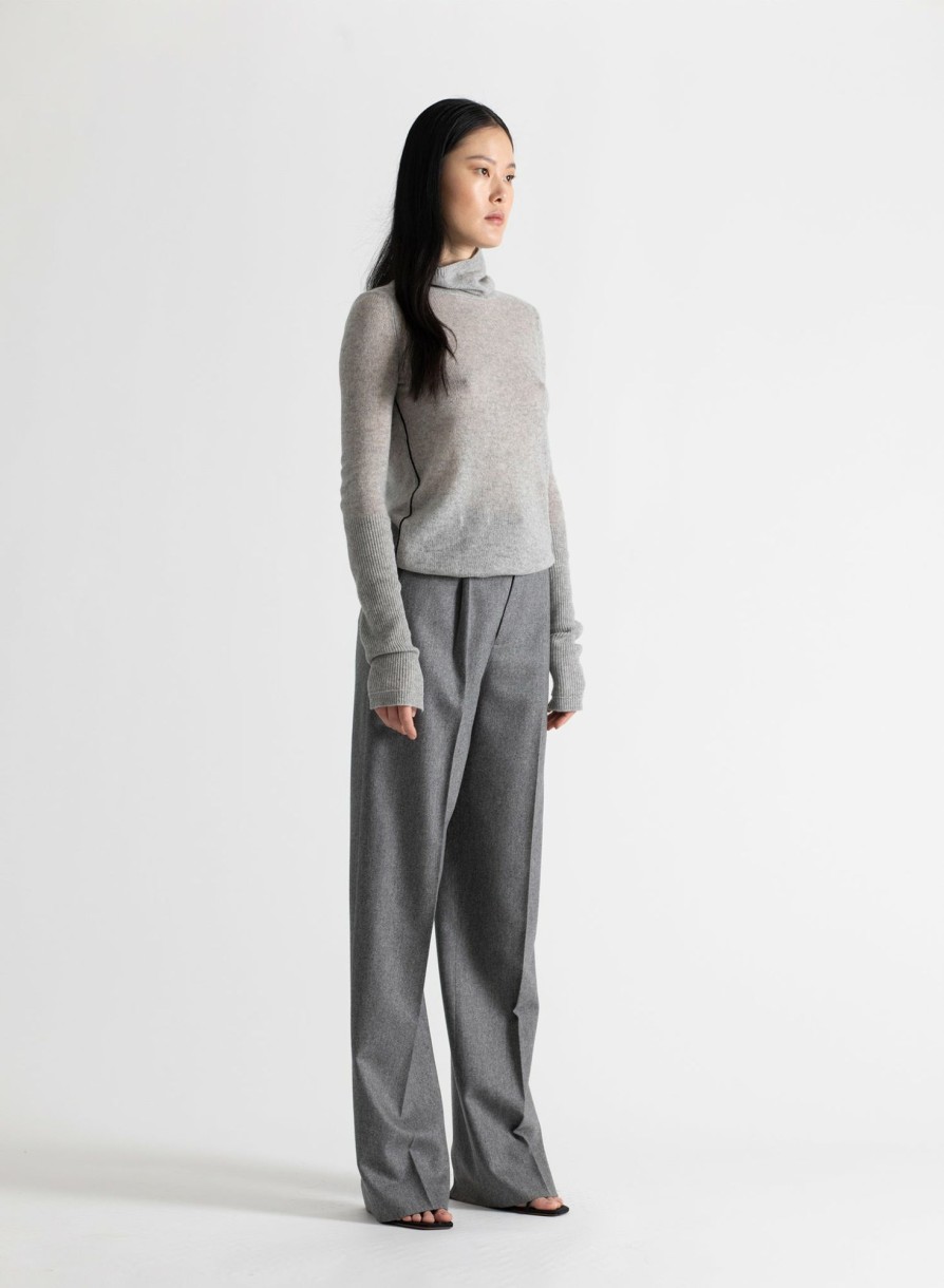 Sweaters Maria Mcmanus | Feather Weight Turtle Neck In Heather Grey