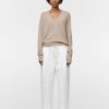 Trousers Maria Mcmanus | Drawstring Pant In Ivory & White Stripe