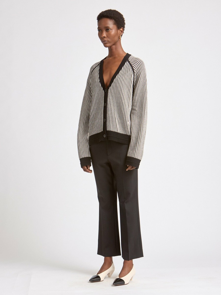 Sweaters Maria Mcmanus | Cocoon Split Sleeve Cardigan In Black Stripe