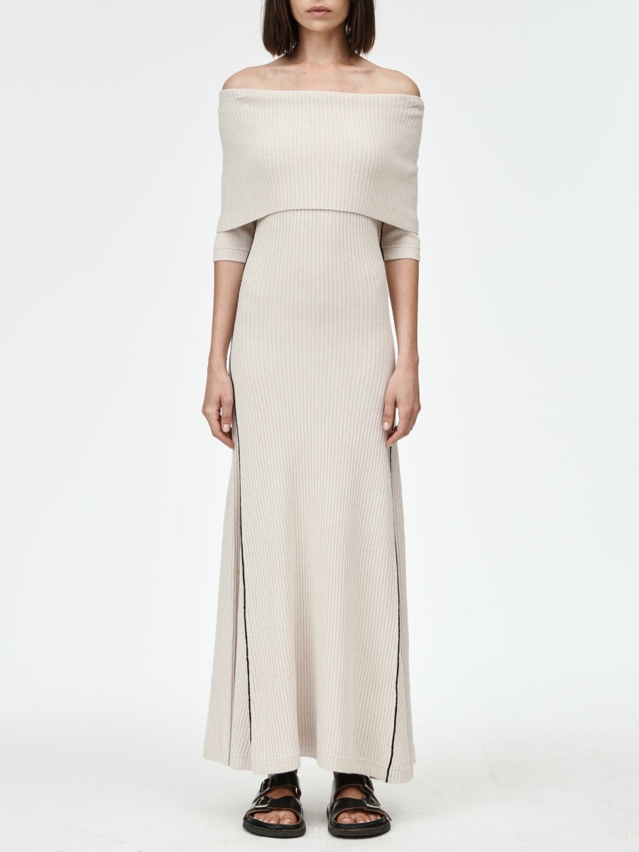 Dresses Maria Mcmanus | Cape Godet Dress In Crema