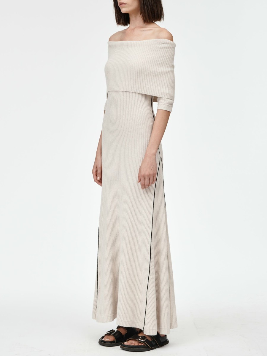 Dresses Maria Mcmanus | Cape Godet Dress In Crema